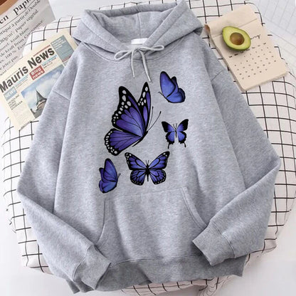 Women's Butterfly Pattern Printed Hoodie Sweater