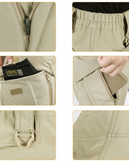 Men's Slim Fit Casual Pants with Multiple Pockets and Micro Elasticity