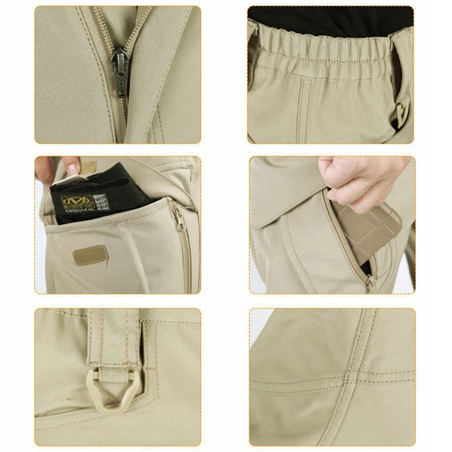 Men's Slim Fit Casual Pants with Multiple Pockets and Micro Elasticity
