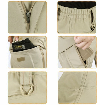 Men's Slim Fit Casual Pants with Multiple Pockets and Micro Elasticity