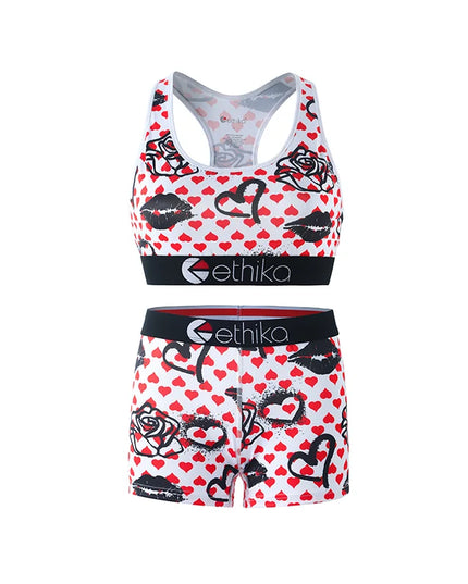 ETHIKA Women's Two-Piece Vest Shorts Swimsuit with Sweat-Absorbing and Quick-Drying Fabric