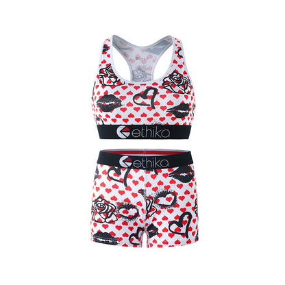 ETHIKA Women's Two-Piece Vest Shorts Swimsuit with Sweat-Absorbing and Quick-Drying Fabric