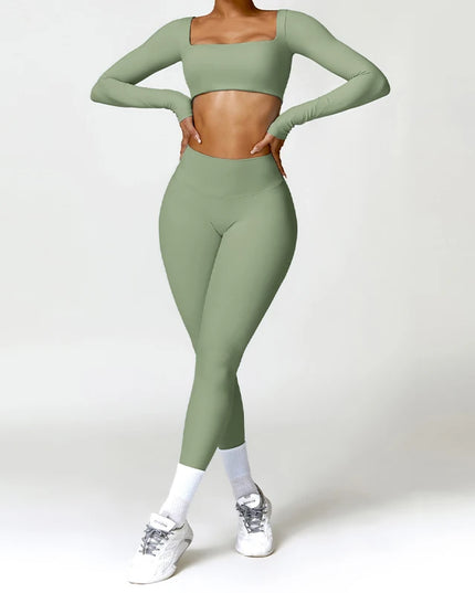 2-Piece Women's Yoga Set: Long Sleeve Bra and Leggings - Various Colors