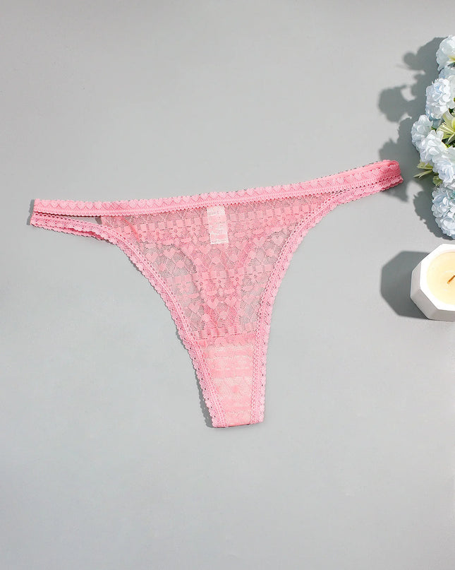 5-Pack Women's Lace Double-Layer Thin Strap Full Lace Thong Underwear