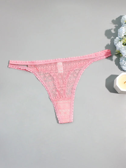5-Pack Women's Lace Double-Layer Thin Strap Full Lace Thong Underwear