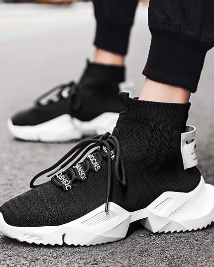 Men's High-Top Lightweight Mesh Sneakers with Lace-Up Design