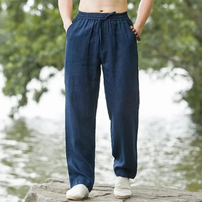 Stylish Men's Oversized Korean Linen Wide-Leg Trousers