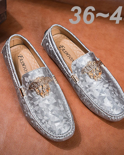 Men's Faux Leather Loafers - Slip-On Flat Dress Shoes for Men