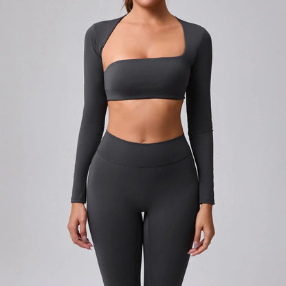 Women's Cut-Out Sport Top, Cropped, Asymmetric Square Neck