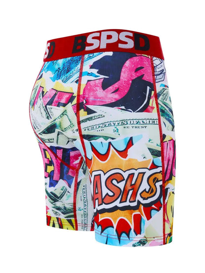 Men's Breathable Graffiti Print Boxer Briefs