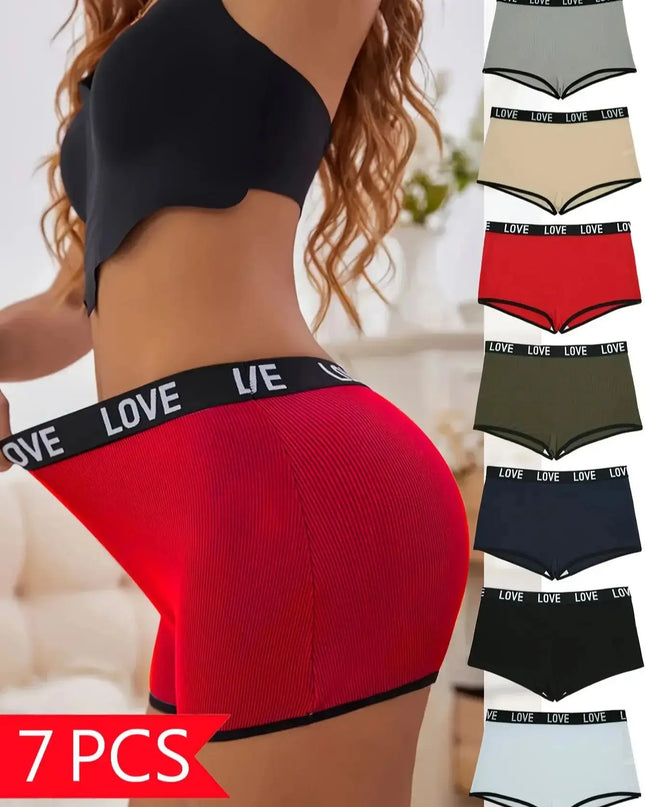 Women's 7-Pair Mixed Color "Love" Print Briefs