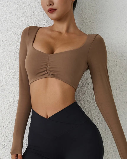Women's Long-Sleeved Nylon Crop Top