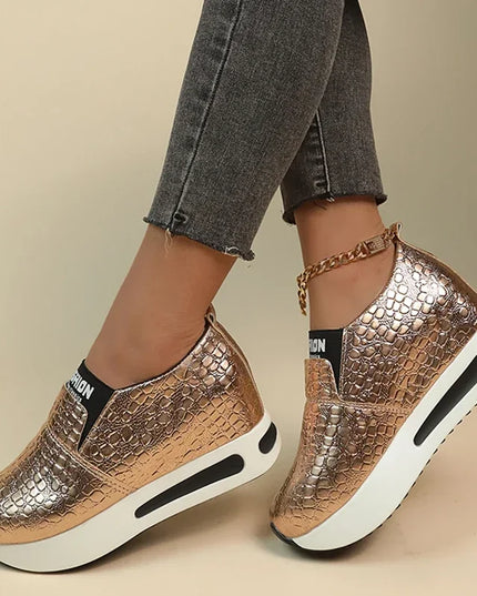 Casual Slip-On Platform Sneakers for Women – Non-Slip Thick Sole- Various Colors