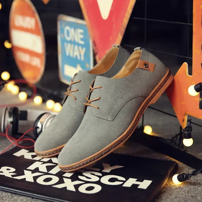 Men's Casual Faux Suede Lace-Up Shoes - Various Colors