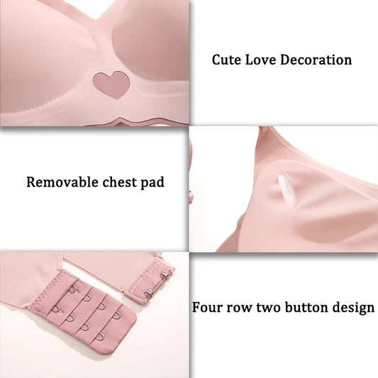 Women's 3-Piece Adjustable Back Seamless Bra Set - No Steel Ring, Anti-Sagging Design