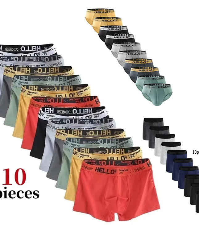10-Pack Men's High Stretch Boxer Shorts - Breathable and Soft Underwear