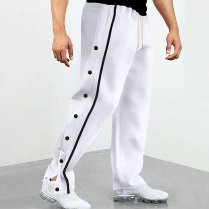 Men's Loose Fit Drawstring Joggers with Side Buttons