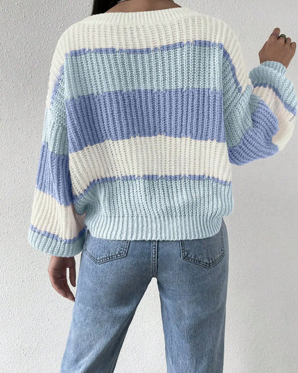 Women's Multicolor Layered Ribbed Knit Sweater