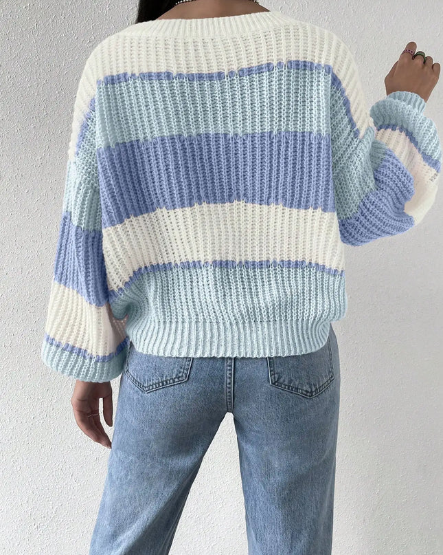 Women's Multicolor Layered Ribbed Knit Sweater