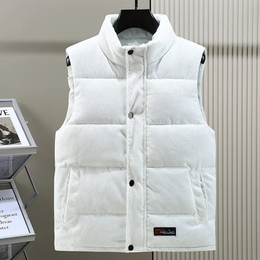 Men's Padded Corduroy Vest Jacket - Thick & Sleeveless