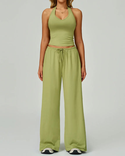 Women's 2/3PCS Cropped Sweater Vest & Loose Sweatpants Set