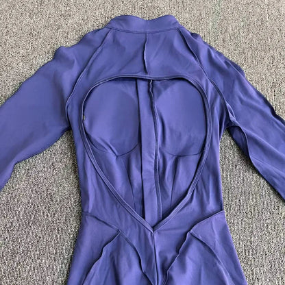 Women's Fitness Jumpsuit with Zipper - Activewear Bodysuit for Workout & Gym
