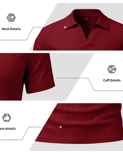 Men's Slim-Fit Knitted V-Neck Short-Sleeve Breathable T-Shirt