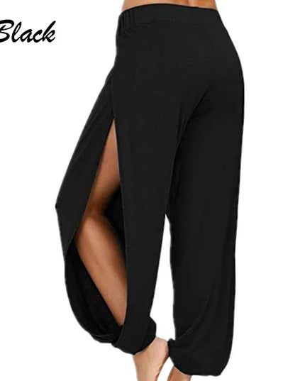 Women's High Slit Hare Pants - Loose Fit, Wide Leg Style