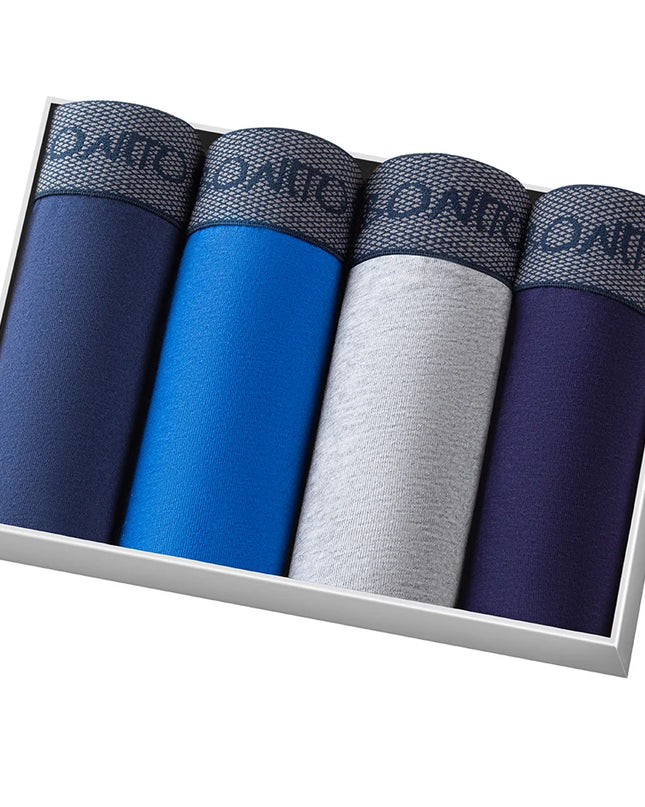 Men's Cotton Boxer Shorts - 4-Pack Comfortable Underwear for All-Day Wear