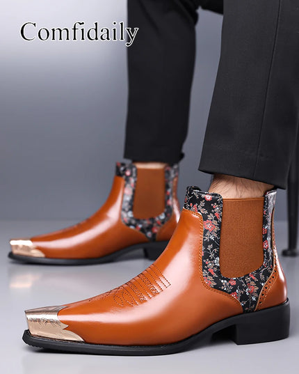 Comfidaily Men’s Chelsea Boots – Faux Leather Ankle Boots