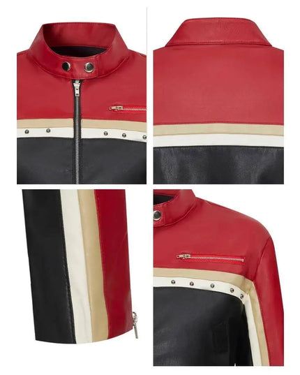 Stylish Women's Cropped PU Leather Biker Jacket