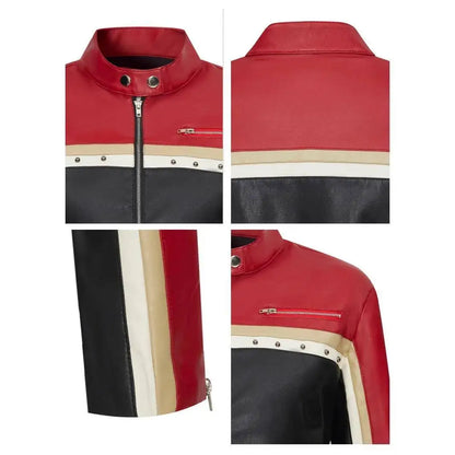 Stylish Women's Cropped PU Leather Biker Jacket