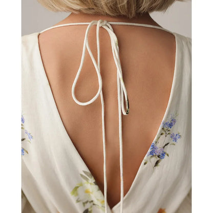 Women’s Backless Floral Maxi Dress – High Waist Boho Style for Effortless Elegance