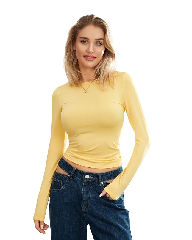 Women’s Long Sleeve Crew Neck Sweater – Casual Slim Fit Knit Top for Women