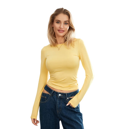 Women’s Long Sleeve Crew Neck Sweater – Casual Slim Fit Knit Top for Women