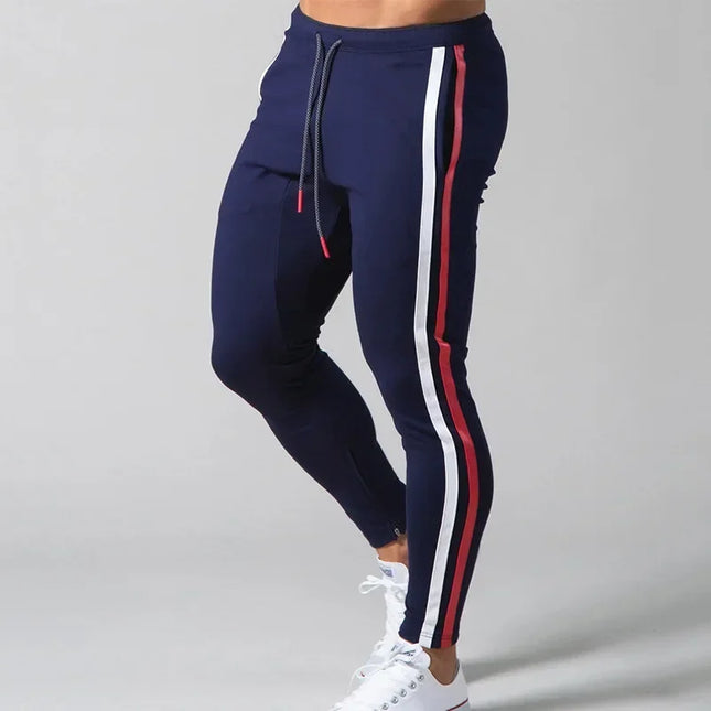 Men’s Fitness Striped Drawstring Sweatpants – Athletic Training Joggers