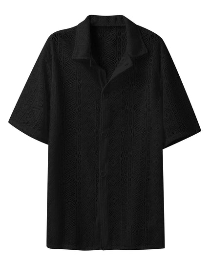Men's Breathable Mesh See-Through Button-Down Shirt - Stylish & Lightweight Summer Top