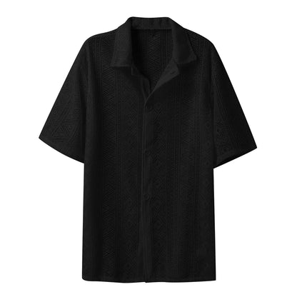 Men's Breathable Mesh See-Through Button-Down Shirt - Stylish & Lightweight Summer Top