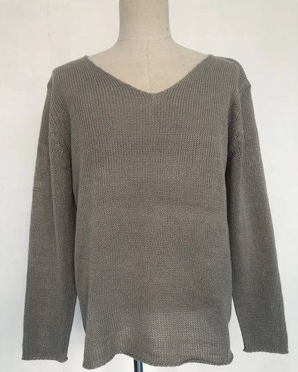 Men's Long Sleeve V-Neck Loose Knit Sweater