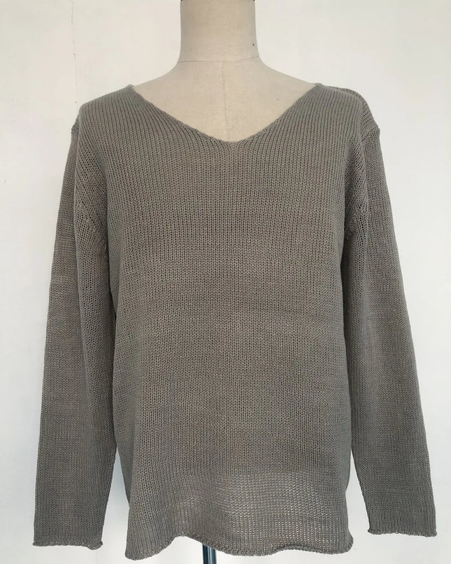 Men's Long Sleeve V-Neck Loose Knit Sweater