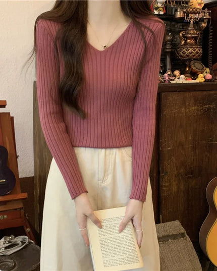 Women's V-Neck Slim Fit Sweater