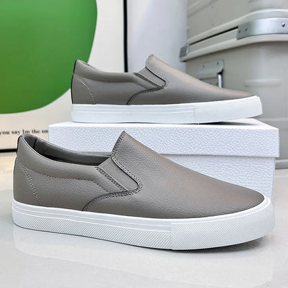 Men's Faux Leather Slip-On Sneakers
