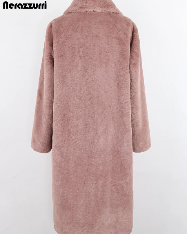 Nerazzurri Women’s Long Faux Fur Coat – Thick, Warm, Soft & Stylish Outerwear