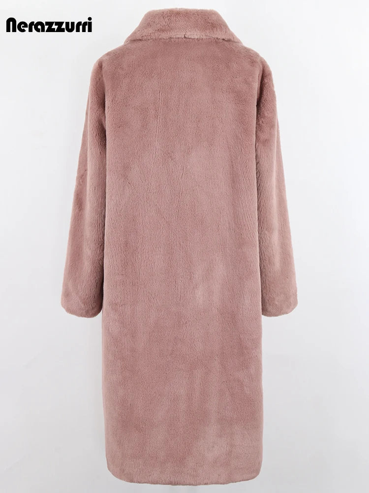 Nerazzurri Women’s Long Faux Fur Coat – Thick, Warm, Soft & Stylish Outerwear