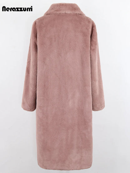Nerazzurri Women’s Long Faux Fur Coat – Thick, Warm, Soft & Stylish Outerwear