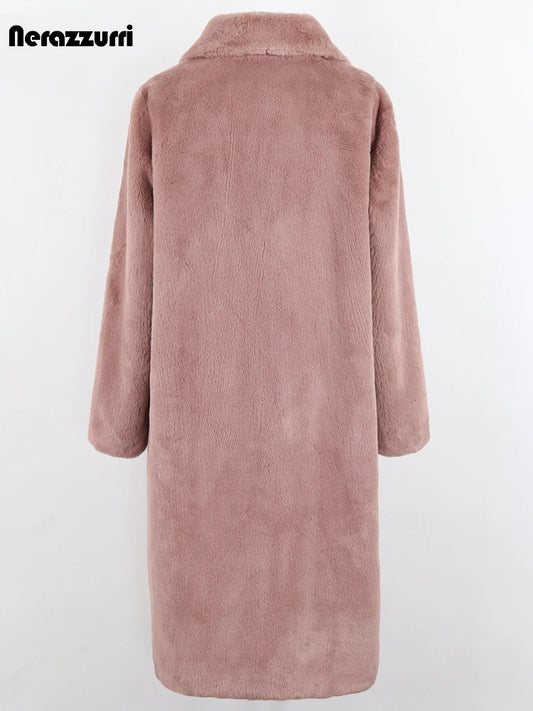Nerazzurri Women’s Long Faux Fur Coat – Thick, Warm, Soft & Stylish Outerwear