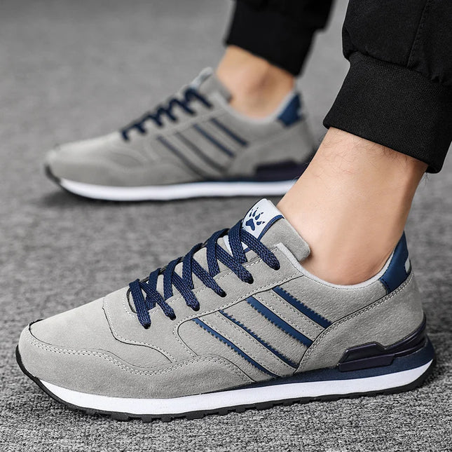 Men's Faux Leather Casual Sneakers with Non-Slip Sole
