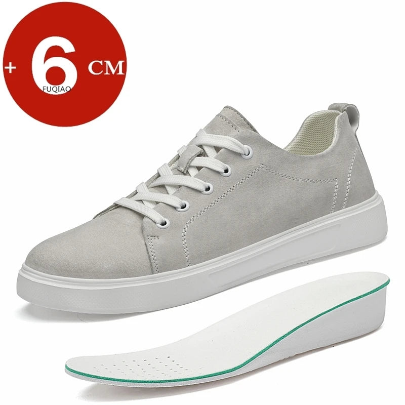 Men's Faux Suede Casual Elevator Sneakers with 6cm Hidden Heel
