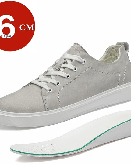 Men's Faux Suede Casual Elevator Sneakers with 6cm Hidden Heel