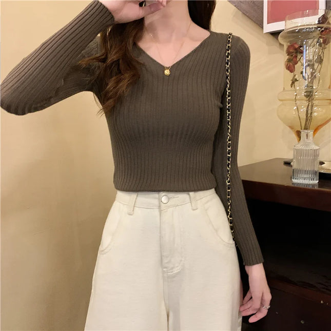 Women's V-Neck Slim Fit Sweater